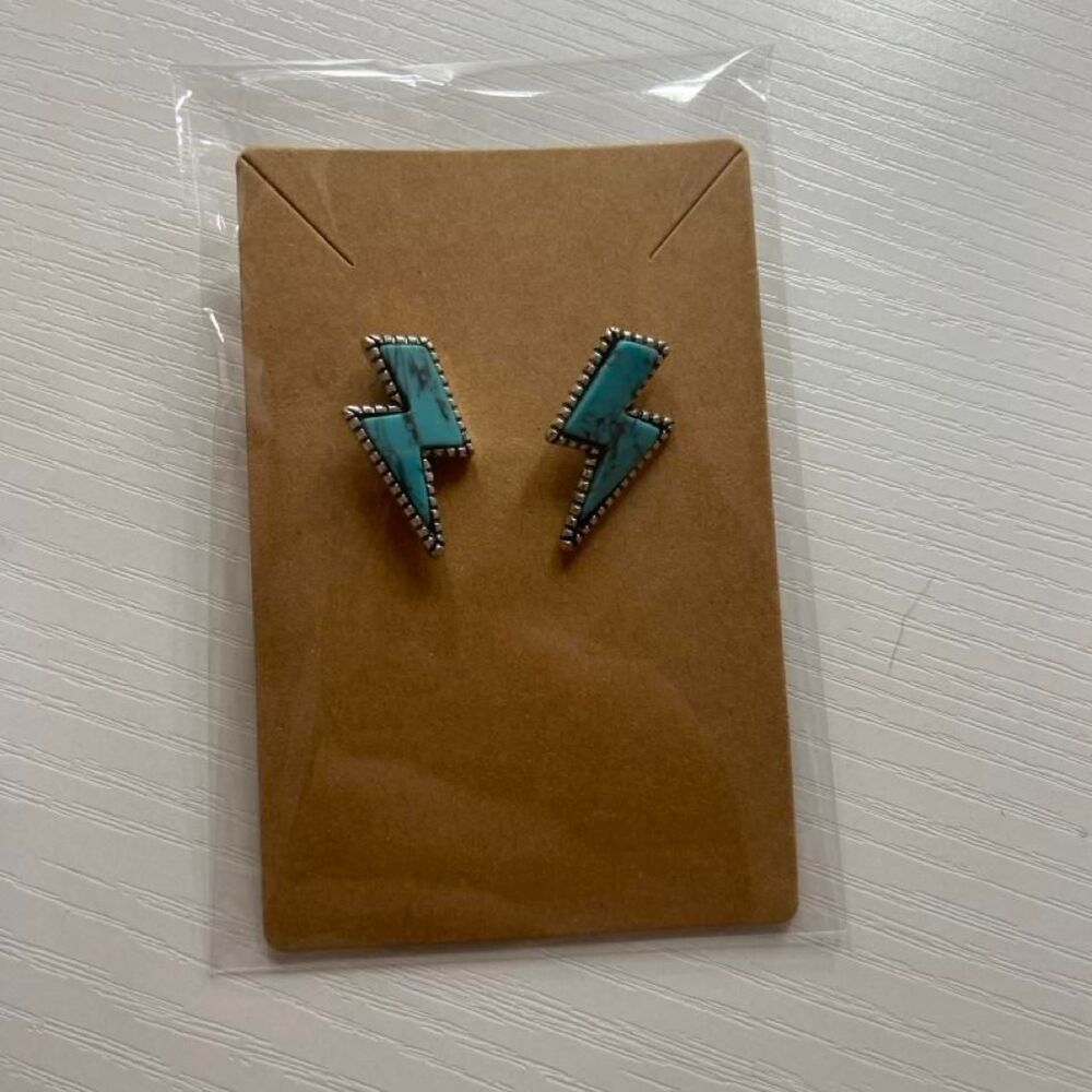 Western turquoise lightning bolt earrings
